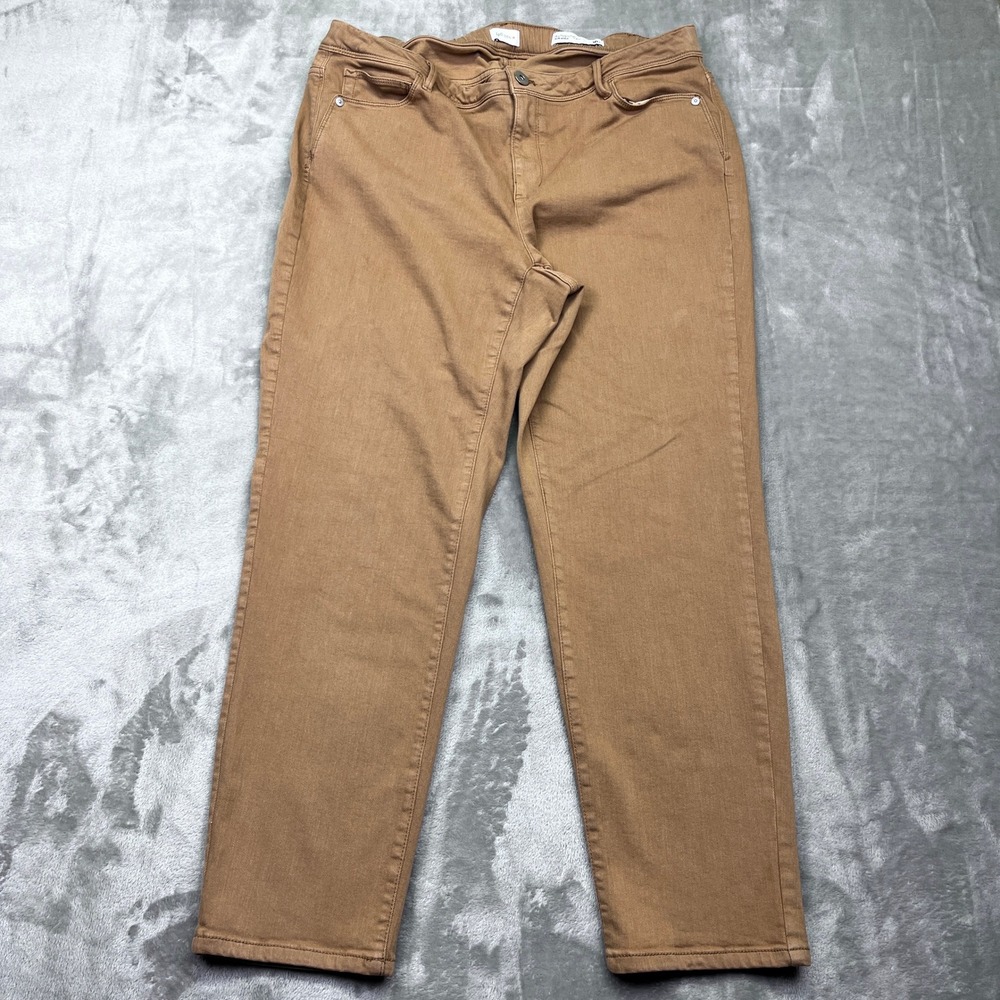 J.Jill Denim Authentic Fit Slim Ankle Women's Pants Sz 16R Fits 34" Brown Casual
